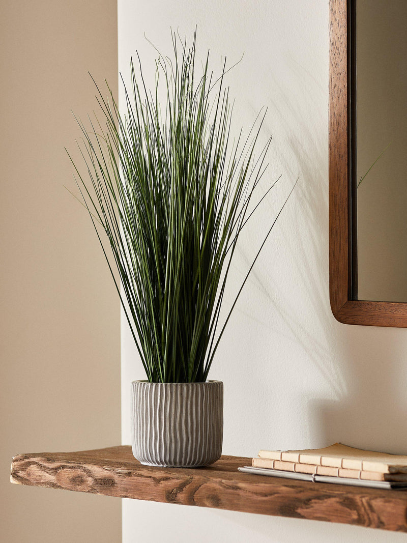 John Lewis artificial long grass and concrete pot, UK version