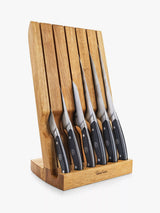 John Lewis Robert Welch Angled Oak Wood Filled Knife Block with 6 Professional Kitchen Knives, 7 Piece Set- Buy online at McGrocer
