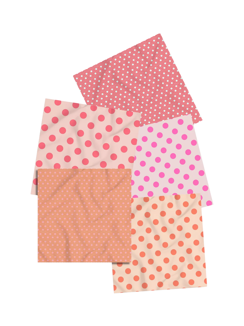 FreeSpirit Tula Pink Peach Sorbet fat quarter 5-pack, imported from the UK