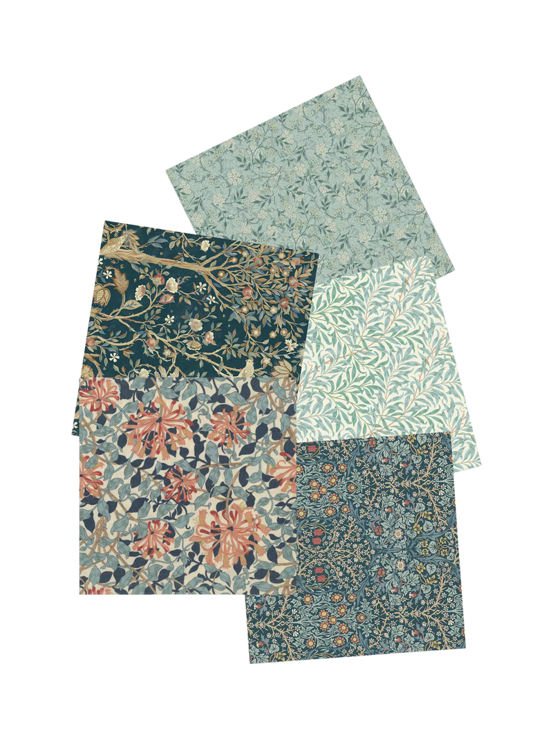 Morris & Co. fat quarter fabrics cool tones pack of 5 (British brand)