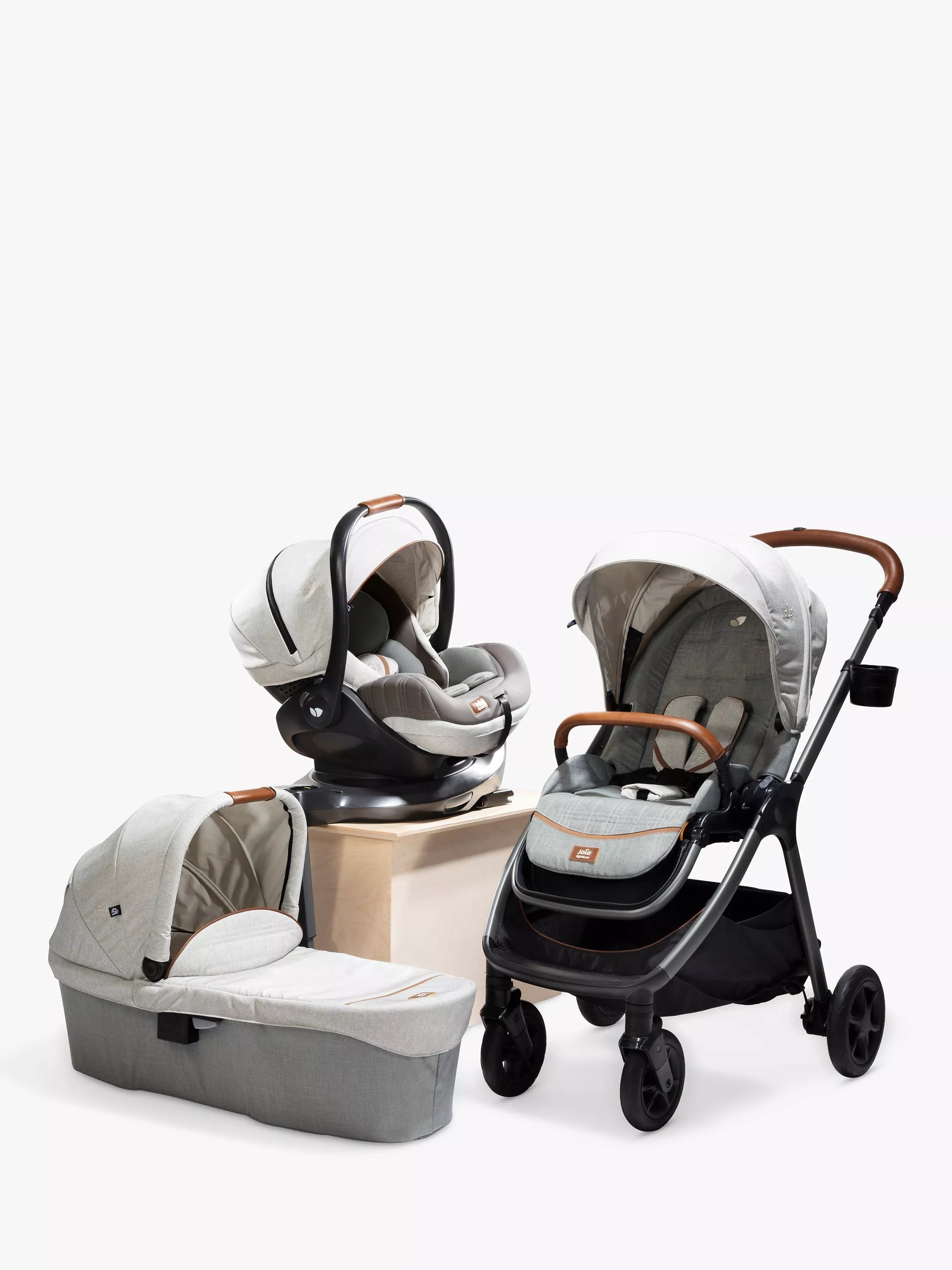 Joie Baby Finiti Pushchair, i-Level Recline Car Seat, Ramble XL Carrycot and i-Base Encore Bundle - McGrocer