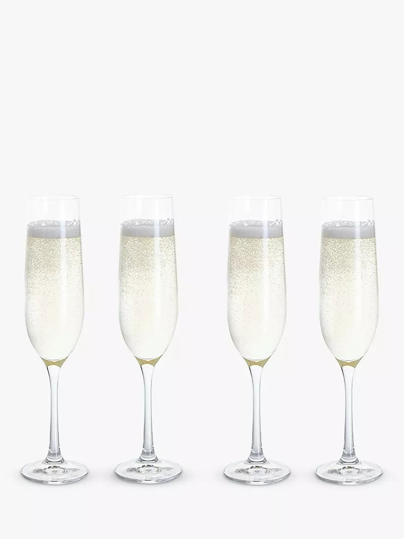 Dartington Crystal champagne flutes set of 4, 190ml clear - British product