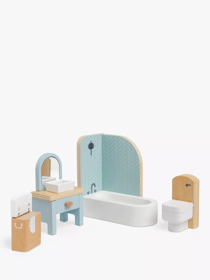 John Lewis Odney wooden doll's house bathroom furniture set, UK version