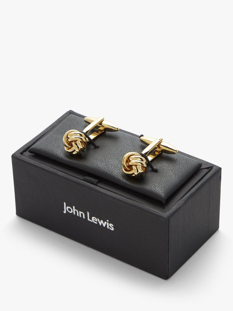 John Lewis classic knot cufflinks gold, UK version