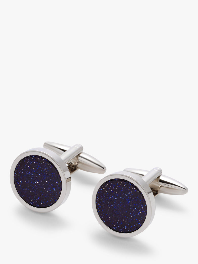 John Lewis round goldstone cufflinks in blue, UK version