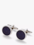 John Lewis round goldstone cufflinks in blue, UK version
