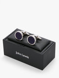 John Lewis round goldstone cufflinks in blue, UK version