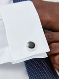 John Lewis grey carbon fibre round cufflinks (British brand)