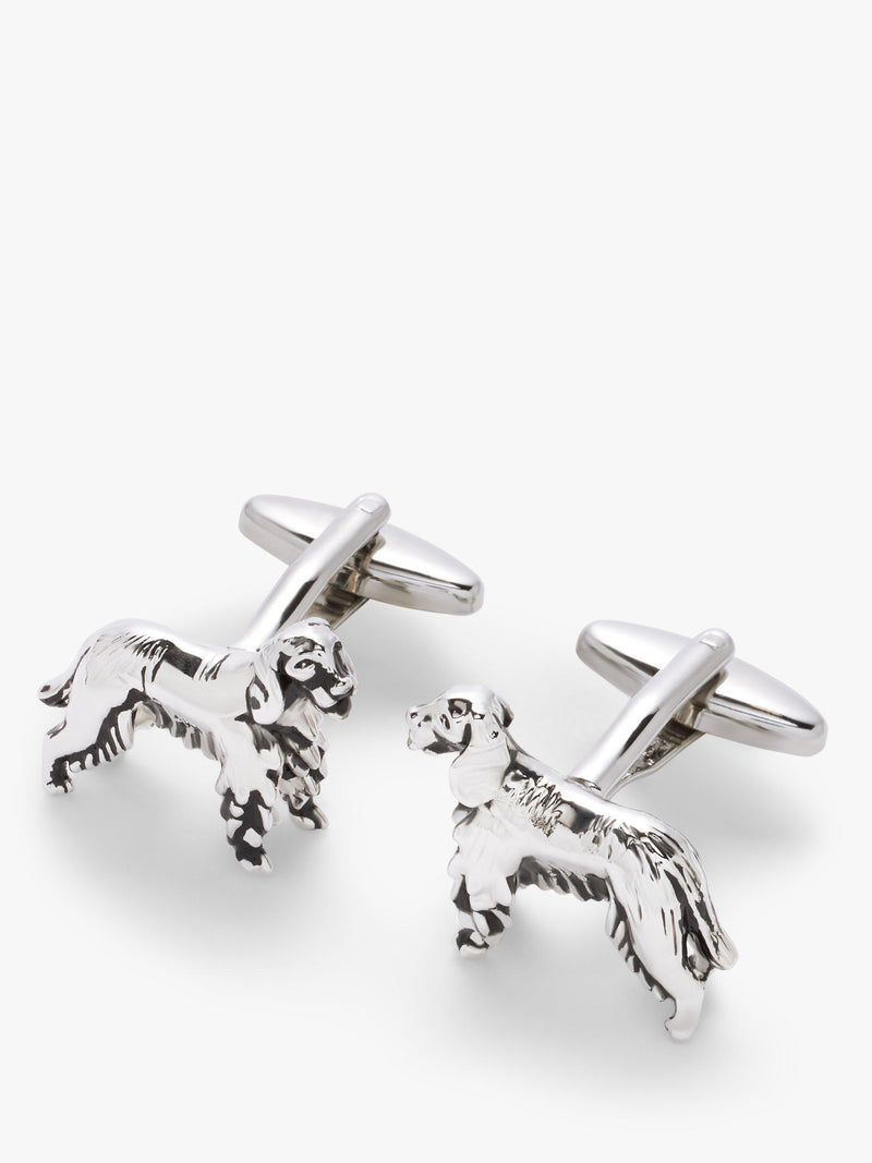 John Lewis silver spaniel dog cufflinks, UK version