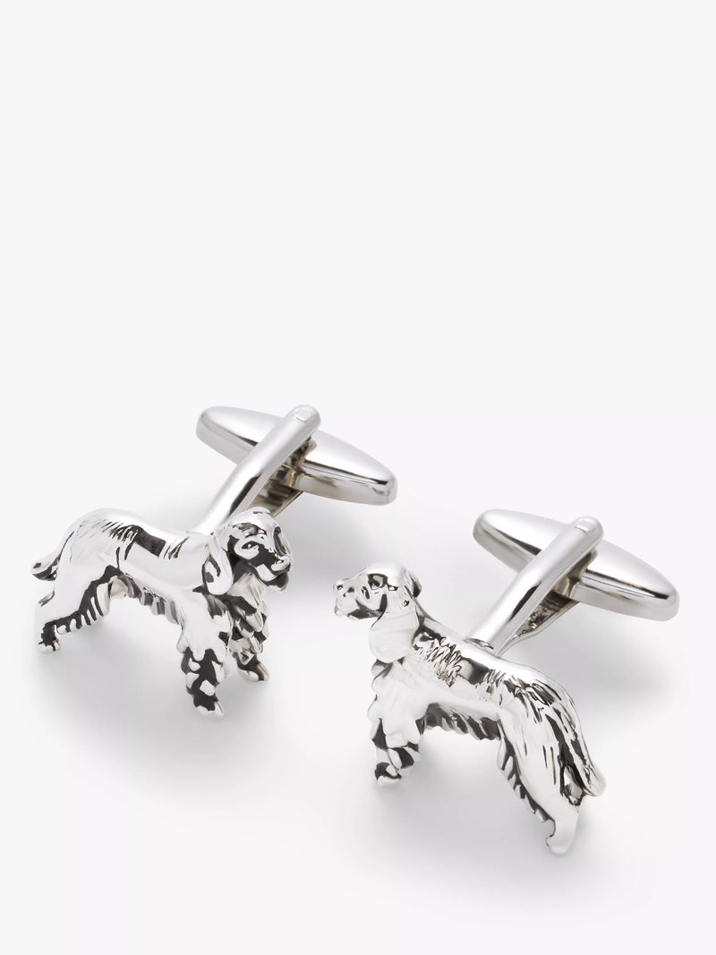 John Lewis silver spaniel dog cufflinks, UK version