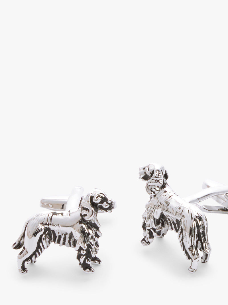 John Lewis silver spaniel dog cufflinks, UK version
