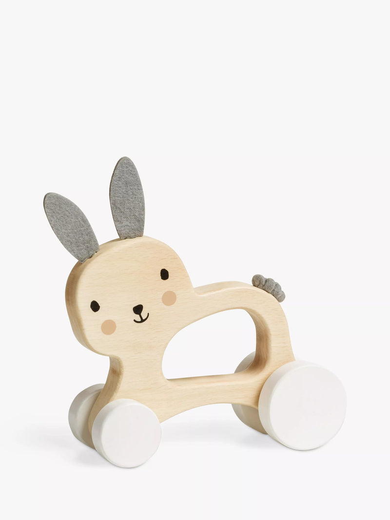 John Lewis FSC-certified wooden bunny push-along toy for toddlers, UK version