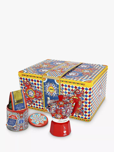John Lewis Bialetti Dolce Gabbana Moka Express Coffee Maker & Ground Coffee Gift Set 3 Cup- Buy online at McGrocer