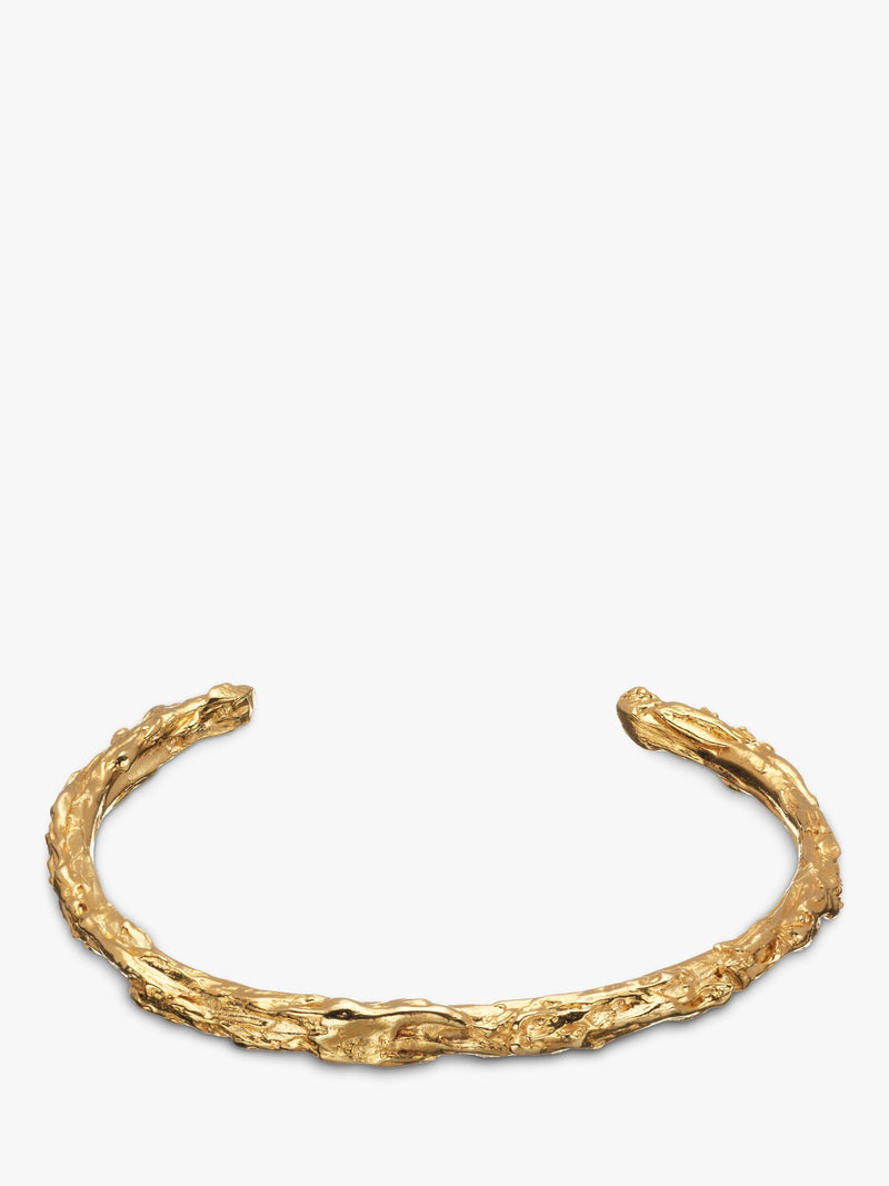 Handcrafted Gold-Plated Textured Cuff Bracelet