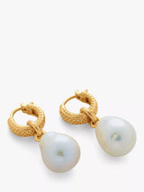 John Lewis Monica Vinader Baroque Pearl Heirloom Huggie Earrings in Gold- Buy online at McGrocer