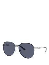 John Lewis Michael Kors MK1128 Round Sunglasses Silver Blue Tortoise- Buy online at McGrocer
