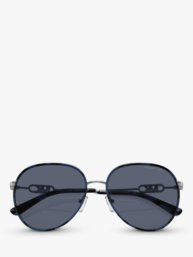 Michael Kors round sunglasses silver/blue tortoise 58mm, imported from the UK