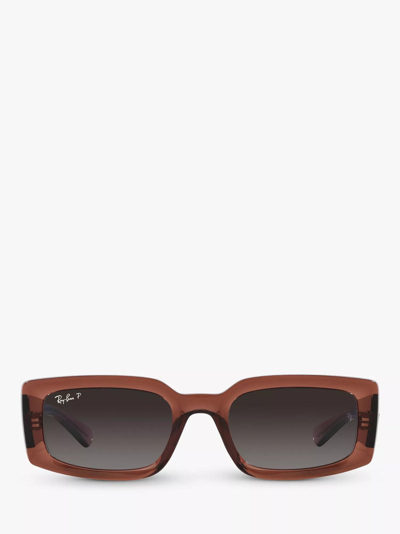Ray-Ban Kiliane polarised rectangular sunglasses transparent brown (British brand)