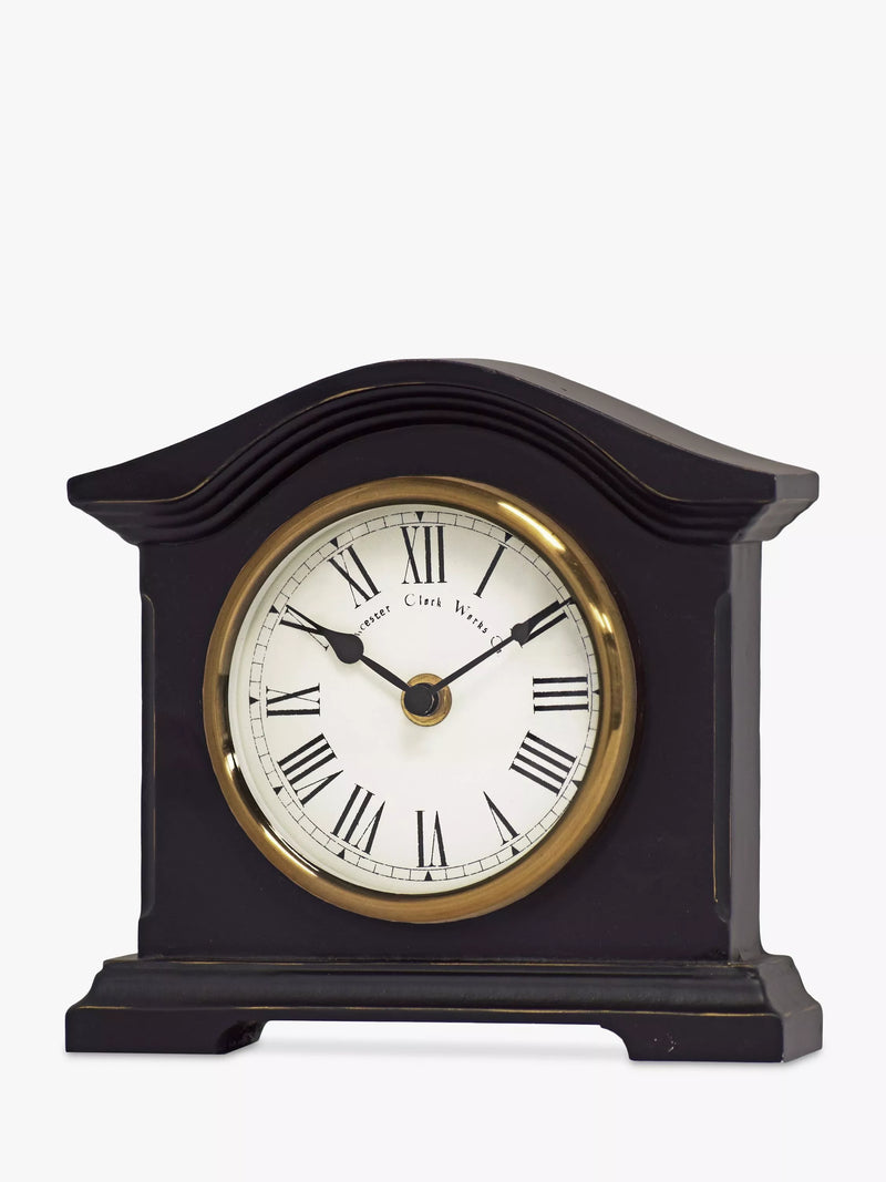 Acctim Roman numeral mantel clock distressed black - British product