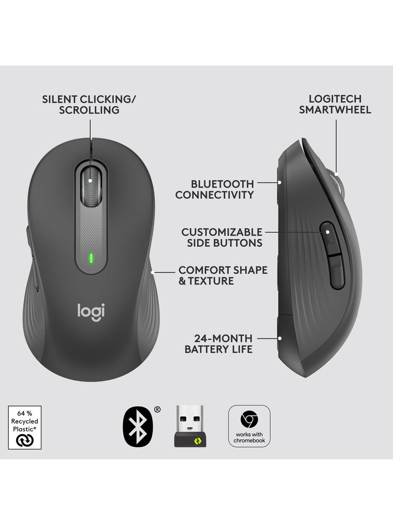 Logitech Signature M650 graphite wireless mouse (British brand)