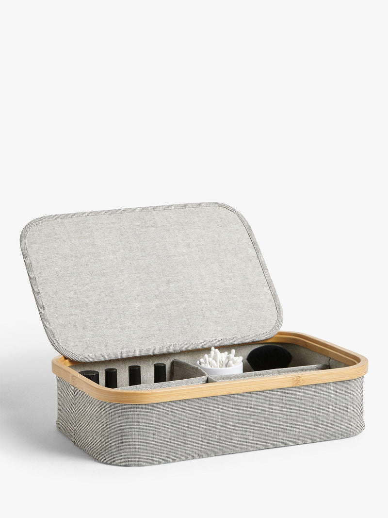 John Lewis bamboo rim divided storage basket H9.3xW38xD26cm, imported from the UK