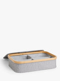 John Lewis bamboo rim divided storage basket H9.3xW38xD26cm, imported from the UK