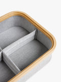 John Lewis bamboo rim divided storage basket H9.3xW38xD26cm, imported from the UK