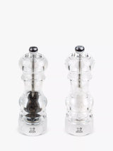 John Lewis Peugeot Paris Nancy Manual Adjustable Acrylic Salt & Pepper Mills, Set of 2, 18cm, Clear- Buy online at McGrocer