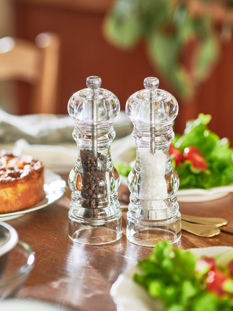 Peugeot acrylic salt and pepper mills set 18cm (British brand)