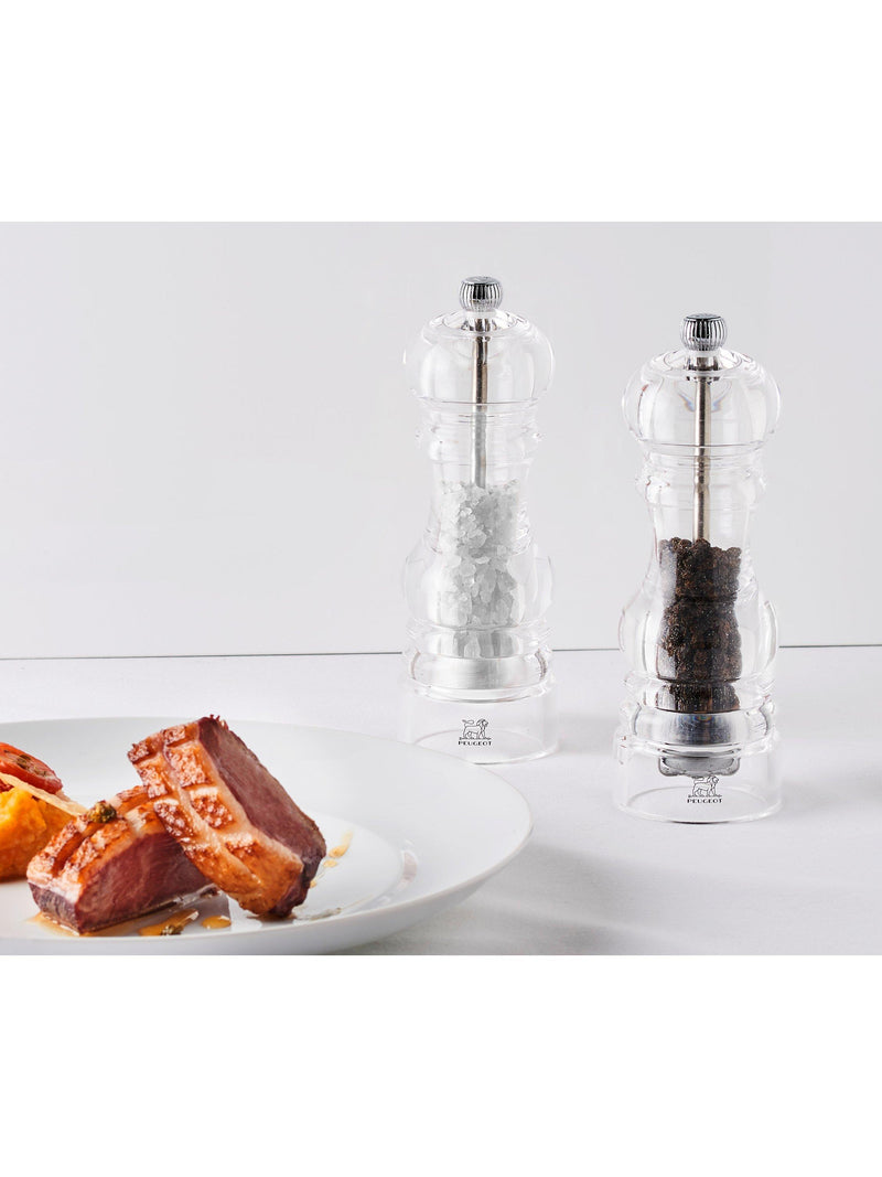 Peugeot acrylic salt and pepper mills set 18cm (British brand)