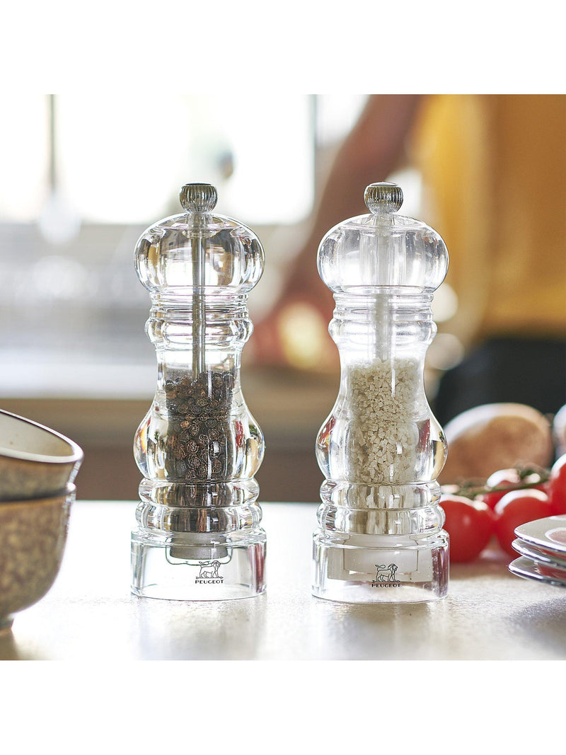 Peugeot acrylic salt and pepper mills set 18cm (British brand)