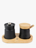 Peugeot Bali Spice Palace cast iron and bamboo pepper and salt mill set in matt black, imported from the UK