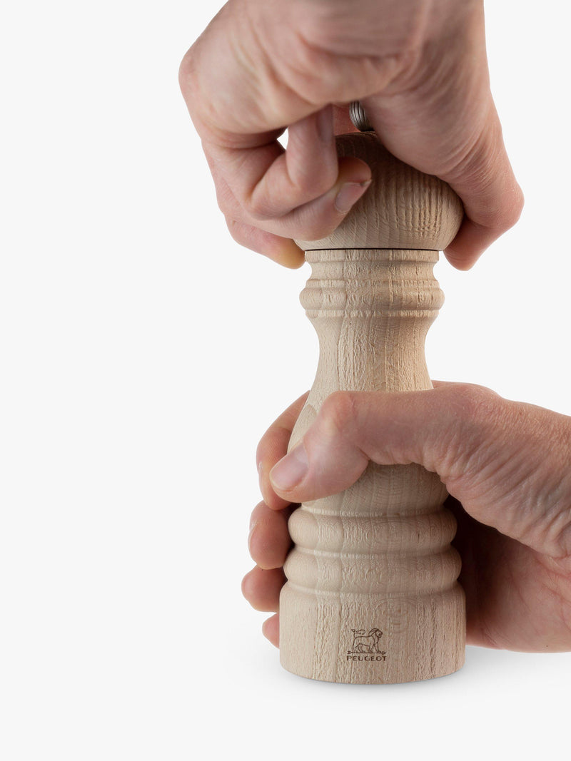 Peugeot salt pepper mills upcycled wood 18cm set, imported from the UK