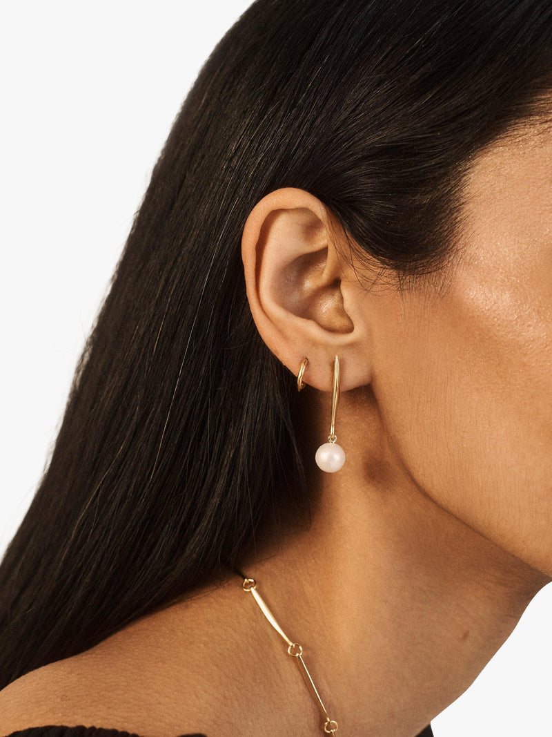 Monica Vinader pearl drop earrings gold 3.5cm, imported from the UK
