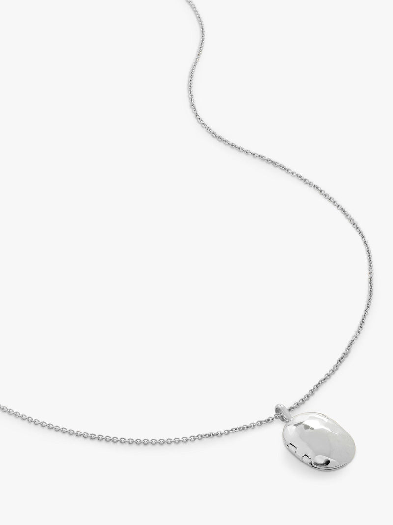 Monica Vinader sterling silver ID locket necklace, imported from the UK
