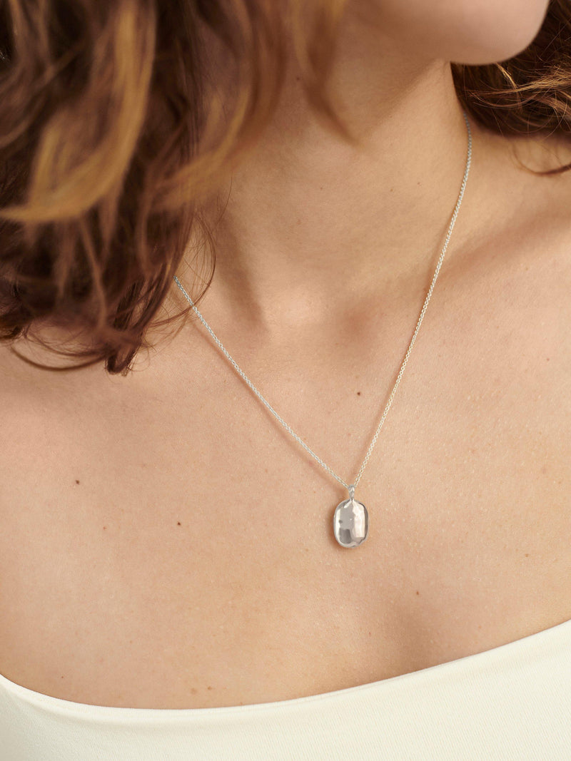 Monica Vinader sterling silver ID locket necklace, imported from the UK