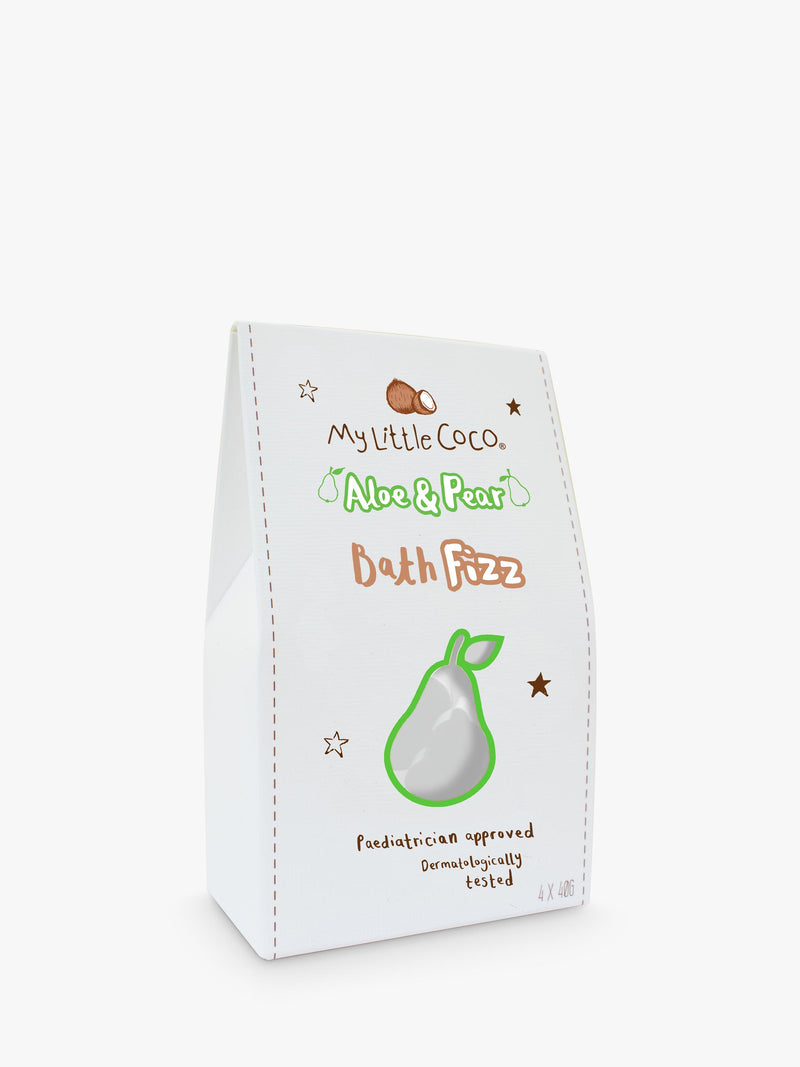My Little Coco Baby Bath Fizz Aloe Pear 4 x 40g, imported from the UK