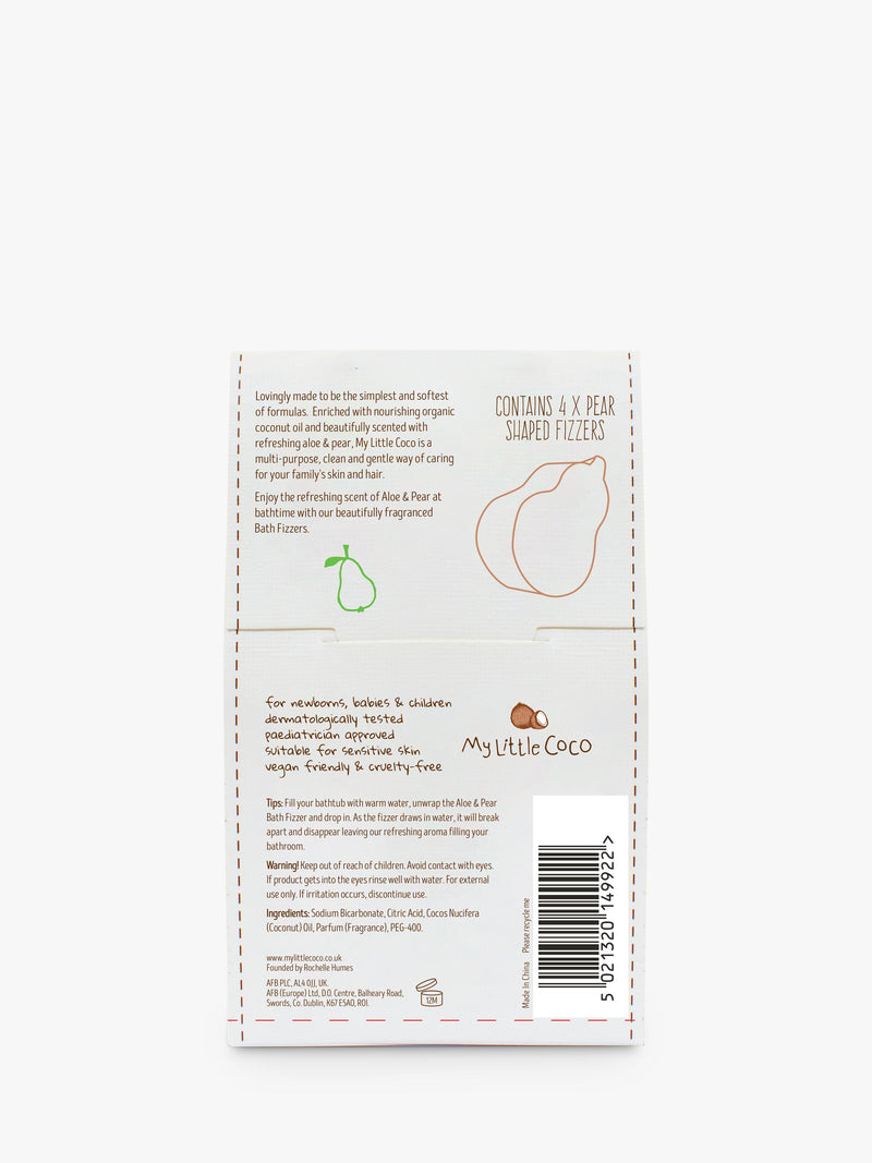 My Little Coco Baby Bath Fizz Aloe Pear 4 x 40g, imported from the UK