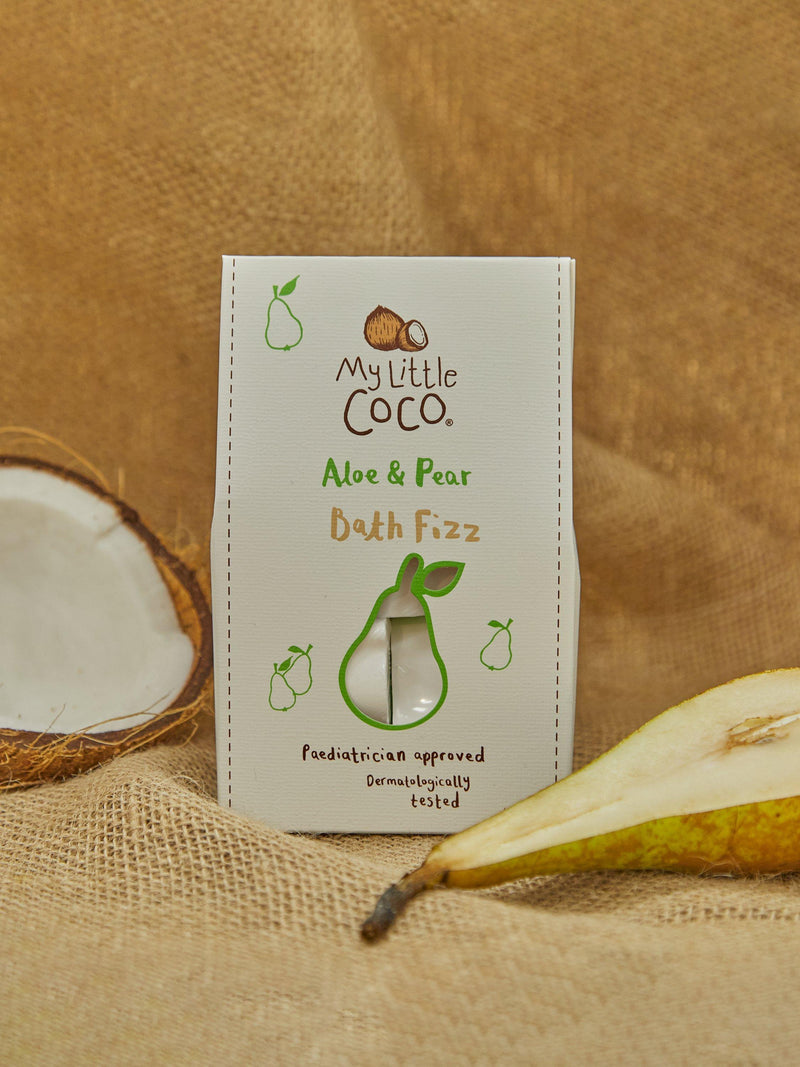 My Little Coco Baby Bath Fizz Aloe Pear 4 x 40g, imported from the UK