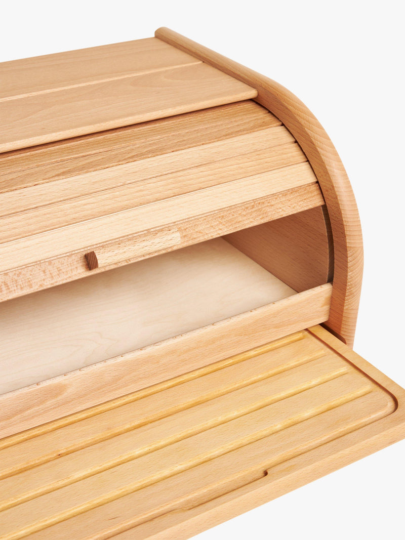 John Lewis beech wood bread bin with roll top - British product