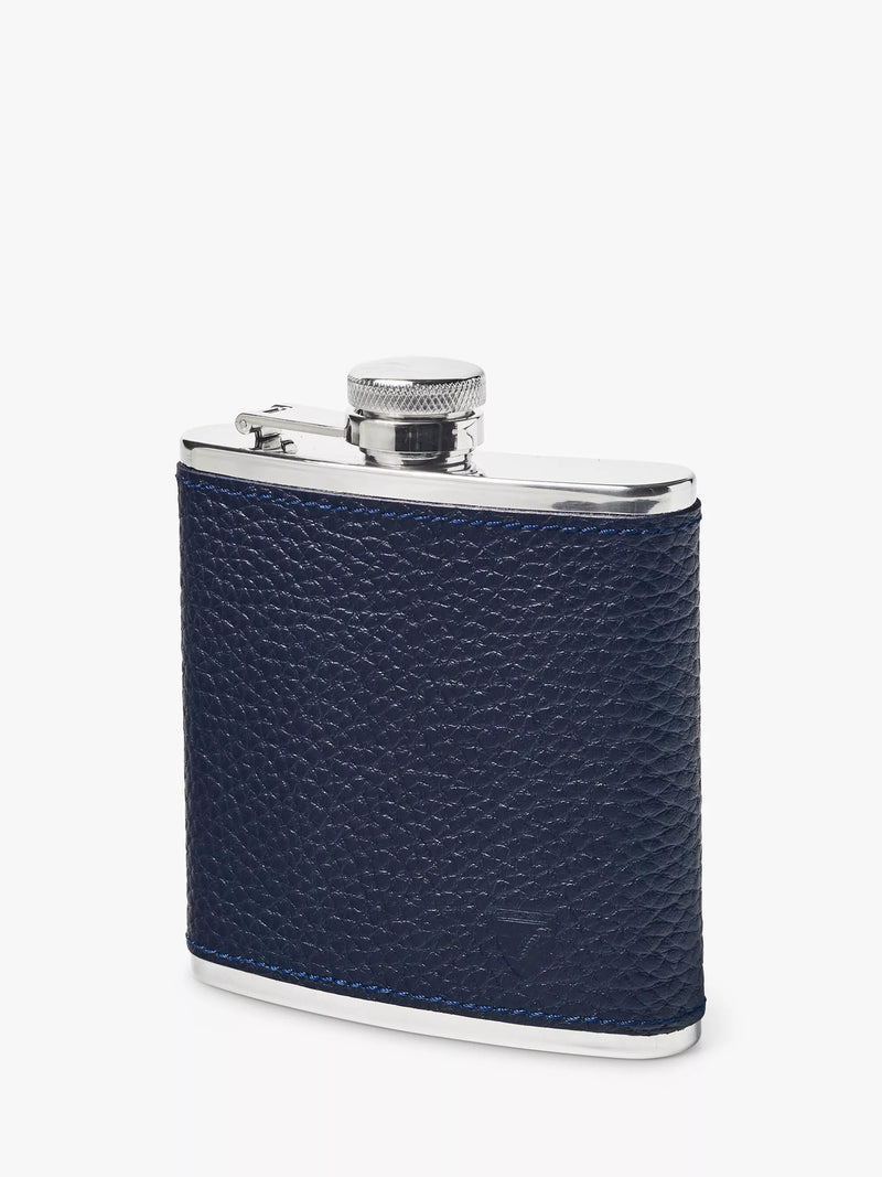 Aspinal of London Classic Pebble Leather Stainless Steel Hip Flask 5oz