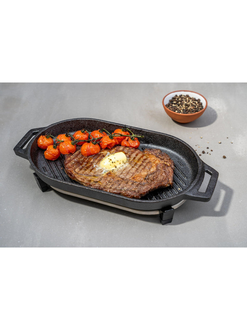Ooni cast iron grizzler pan 26cm with trivet (British brand)