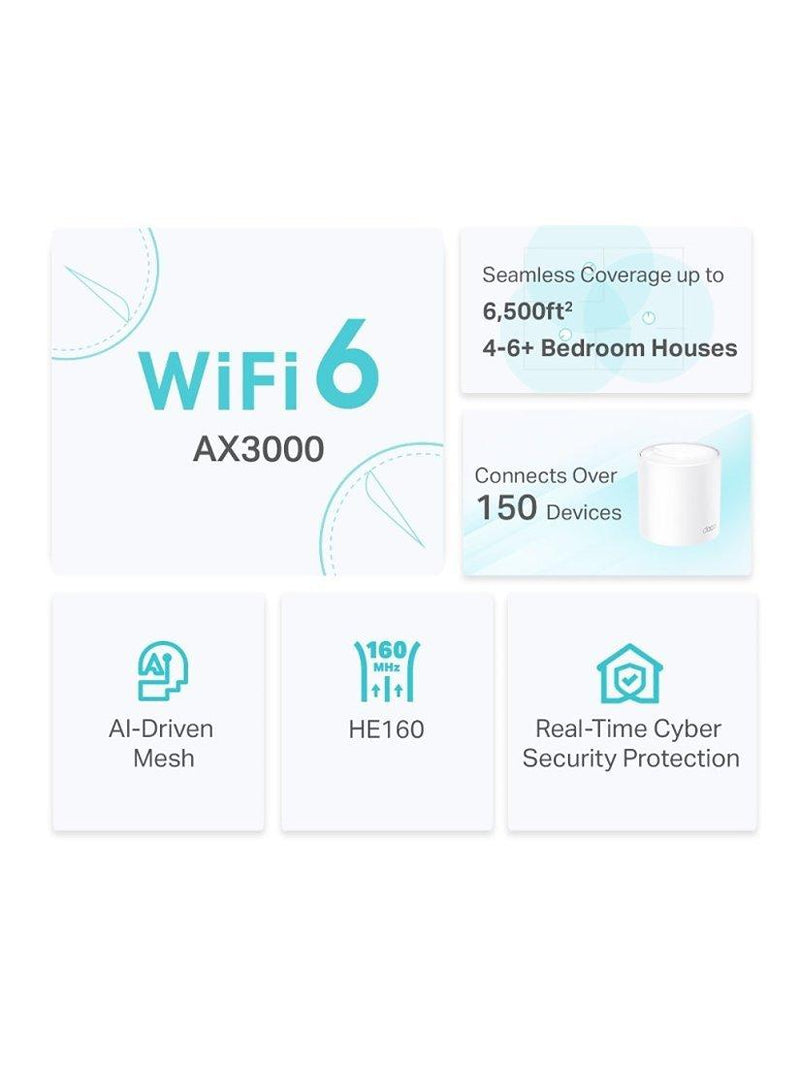 نظام شبكة Wi-Fi المنزلية بالكامل TP-Link Deco X50 عبوة من 3، إصدار المملكة المتحدة