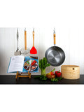 School Of Wok stainless steel wok strainer with bamboo handle, imported from the UK