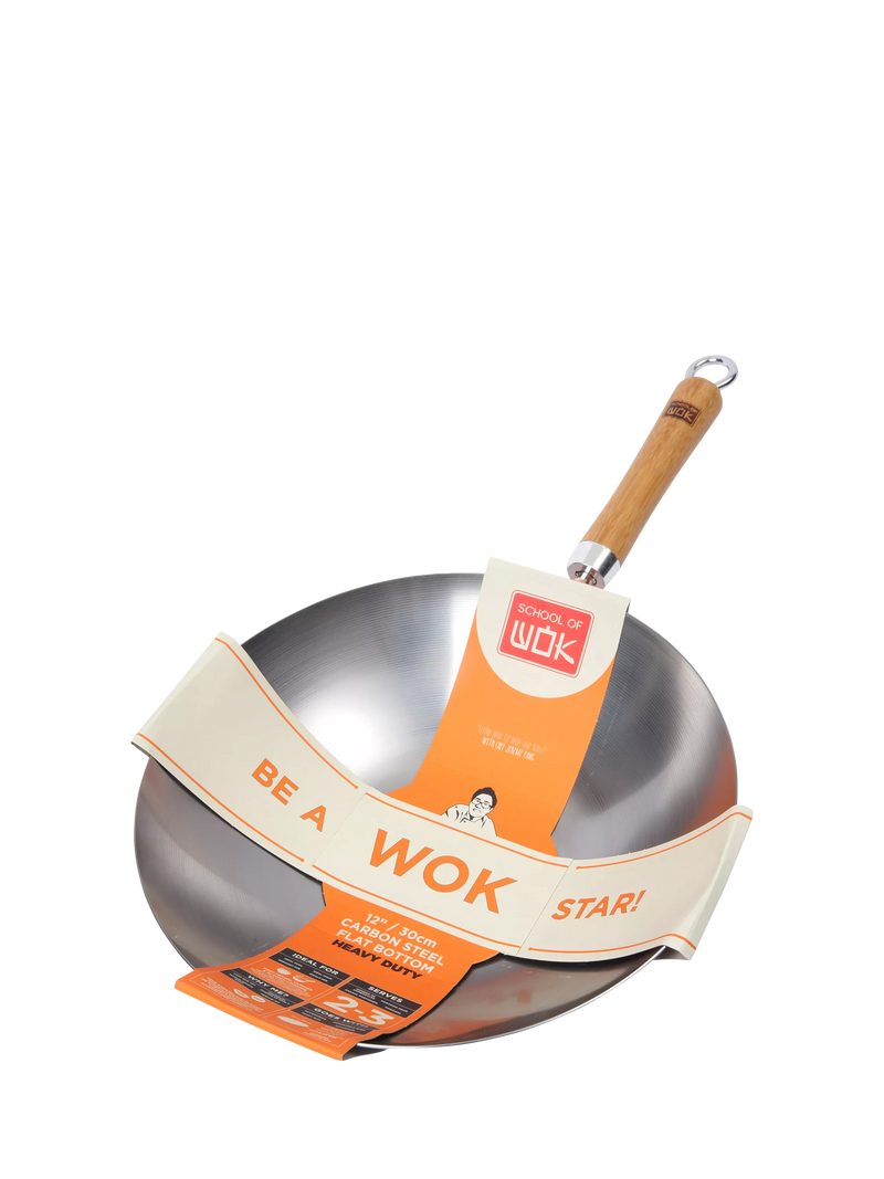 School Of Wok heavy duty uncoated carbon steel wok 30cm, UK version