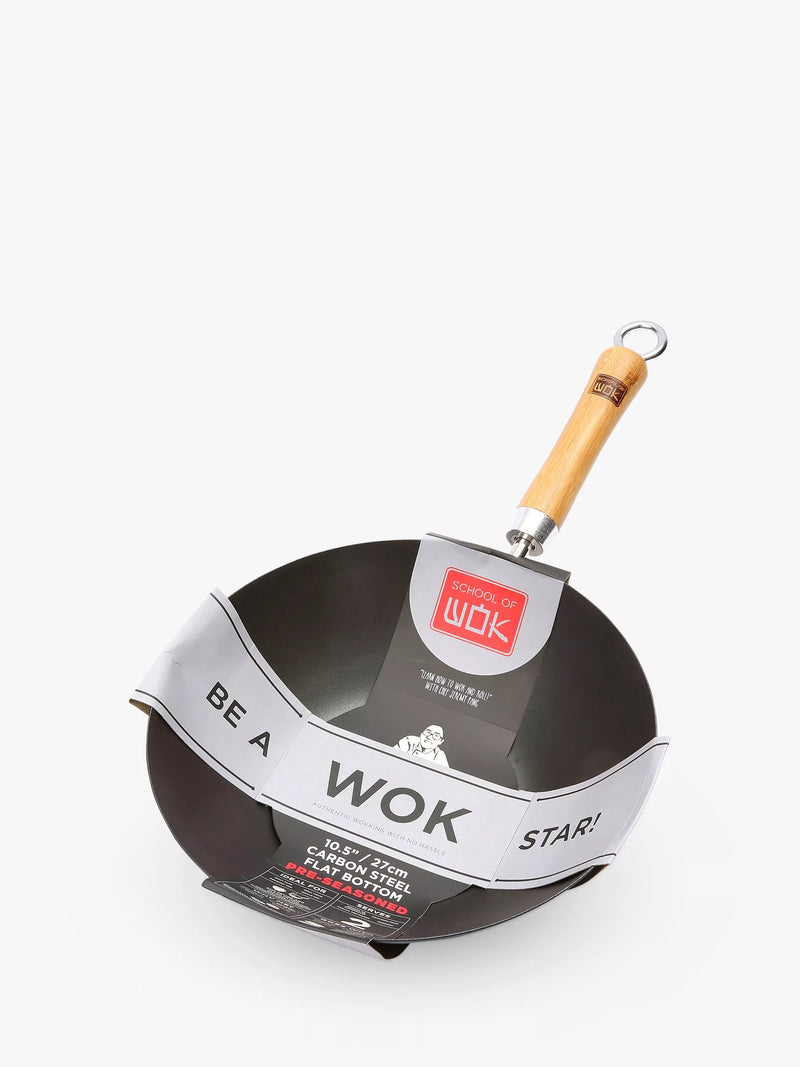 School Of Wok carbon steel pre-seasoned wok - British product