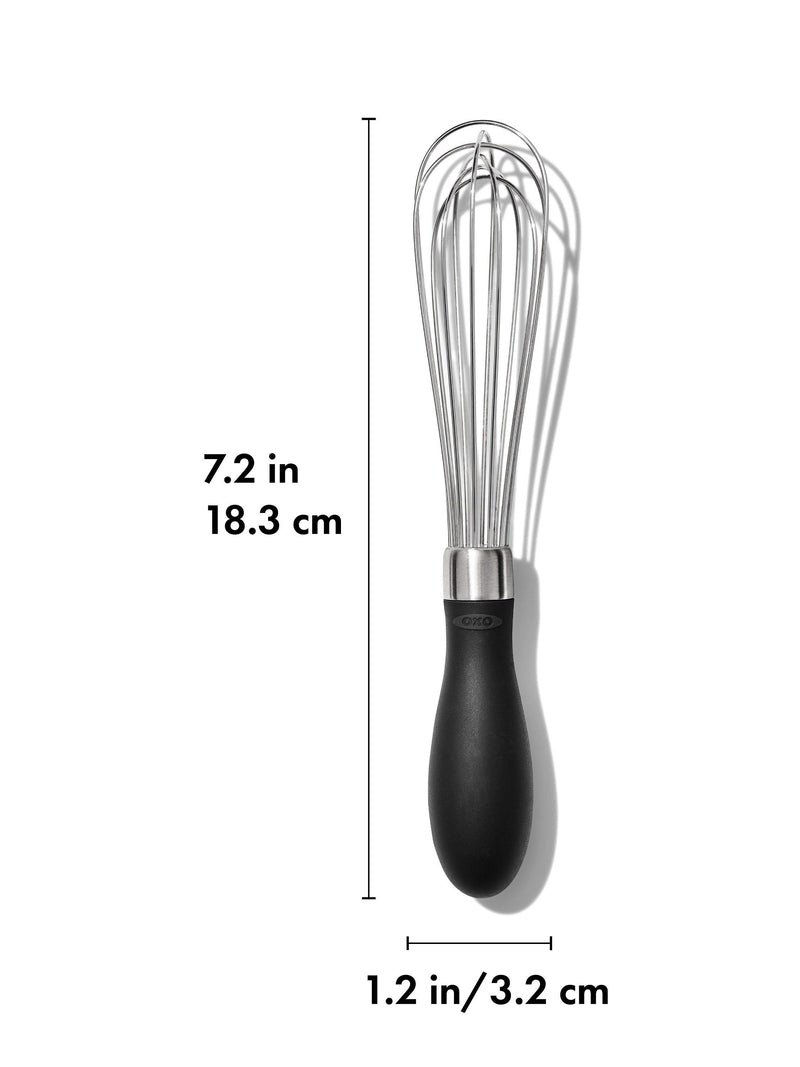 OXO Good Grips mini stainless steel whisk, imported from the UK