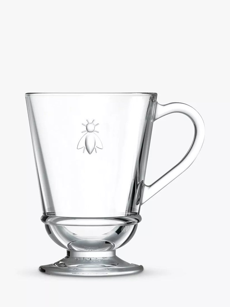 La Rochère bee design glass coffee mug 280ml clear, UK version