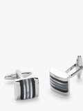 John Lewis striped mother of pearl and onyx cufflinks, imported from the UK