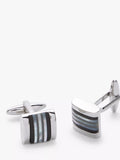 John Lewis striped mother of pearl and onyx cufflinks, imported from the UK